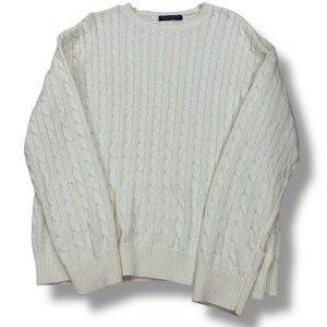 Brandy Melville Cream Cable Knit Crewneck Sweater